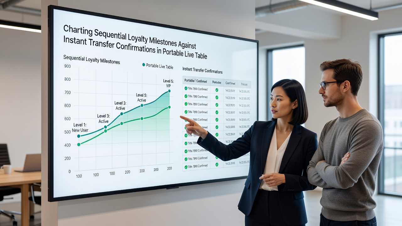 Data visualization chart comparing loyalty milestone timelines with transfer confirmation speeds in mobile casino networks