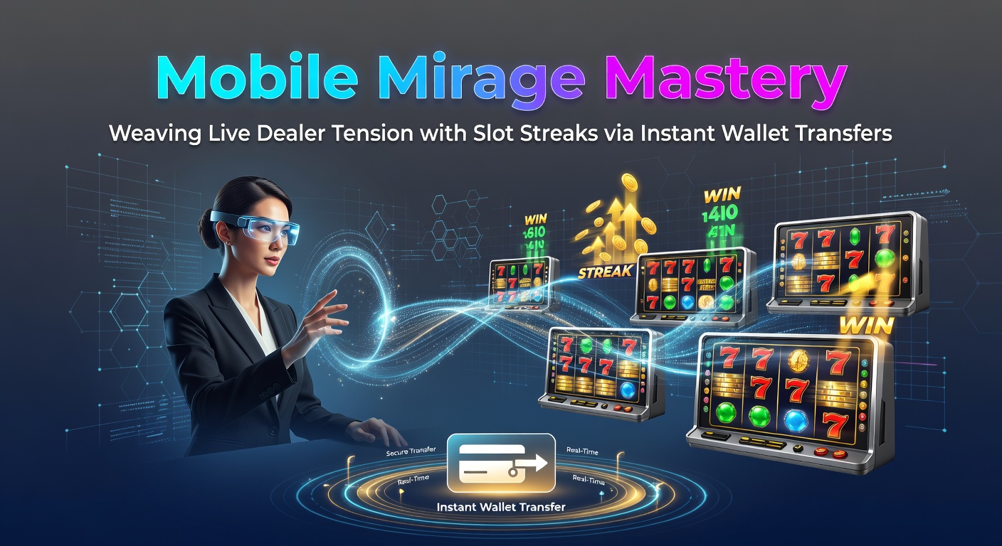 Mobile screen showing live dealer blackjack alongside a slot machine interface with instant wallet transfer notification