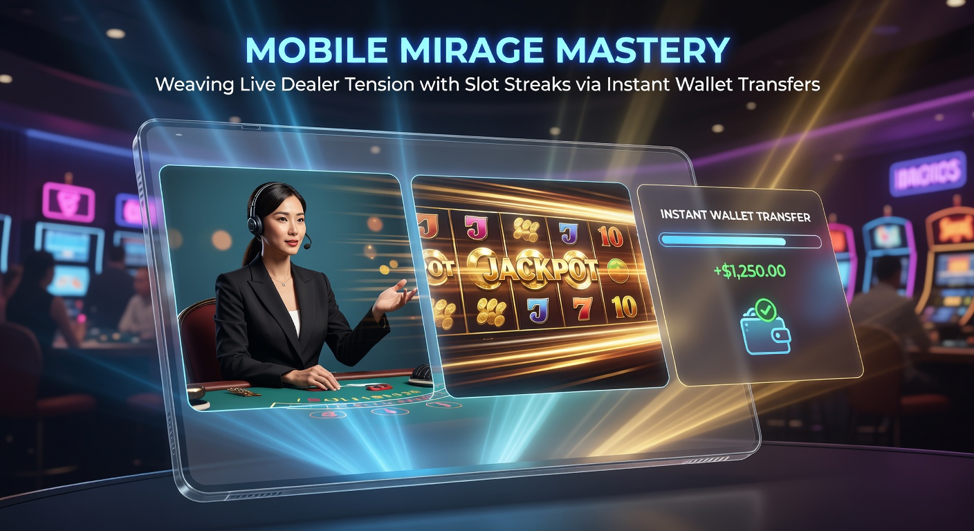Illustration of a player's hand holding a phone with slot win streak transitioning to live dealer bet via glowing wallet icon