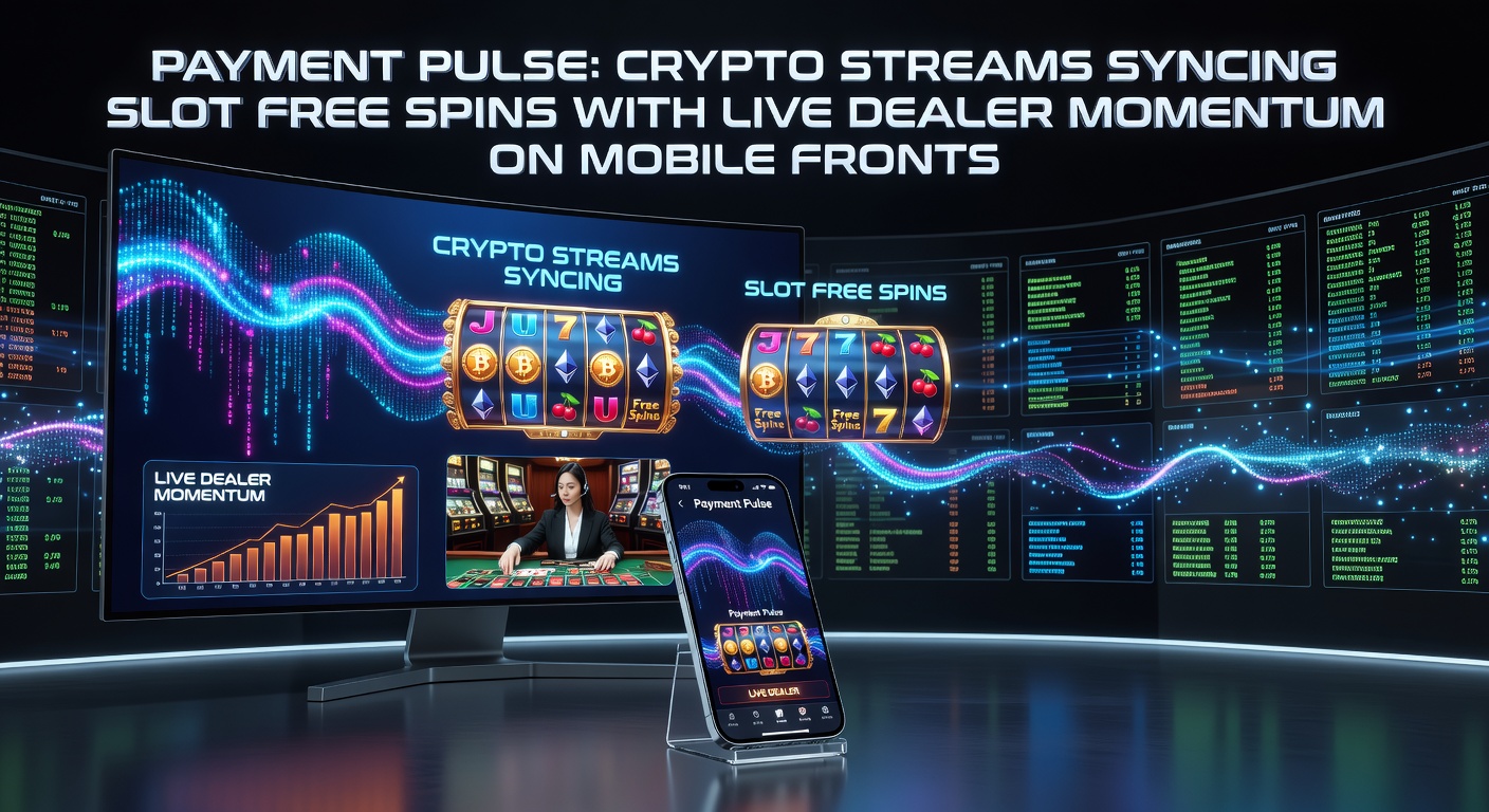 Dynamic graphic showing cryptocurrency flows connecting mobile slot free spins promotions to live dealer game interfaces, highlighting seamless payment synchronization