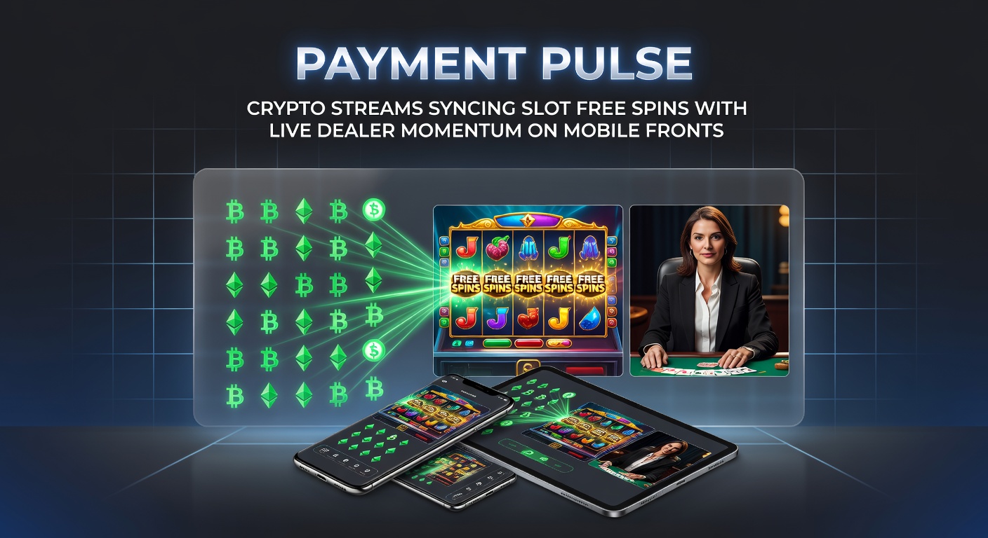 Mobile screen split-view capturing a live blackjack dealer in action beside a slot machine's free spins feature, with crypto wallet transaction overlay emphasizing real-time synchronization